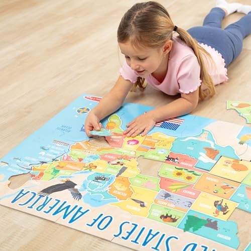 Melissa & Doug USA Map Jumbo Floor Puzzle 51-Piece Educational Toy - Image 2