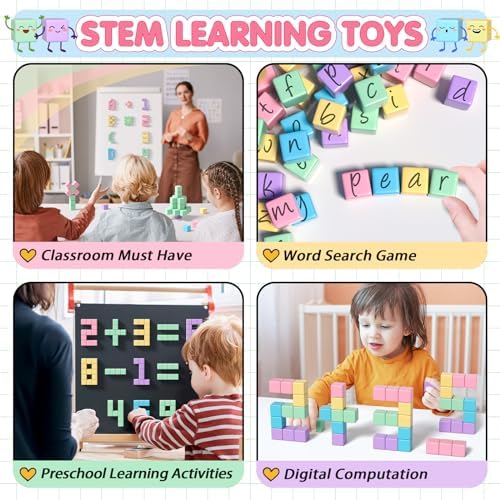 Apluses 32pcs Magnetic Blocks Building Cubes for Kids, Classroom Must Haves Creative Learning Kids Gifts, Preschool Montessori Sensory Autism Magnet Toys for Boys and Girls Ages 3 4 5 6 - Image 3