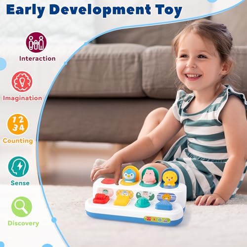 Tovol Zerky Montessori Cause & Effect Toy 12-18M, Push Button Pop Up Toy - Image 4
