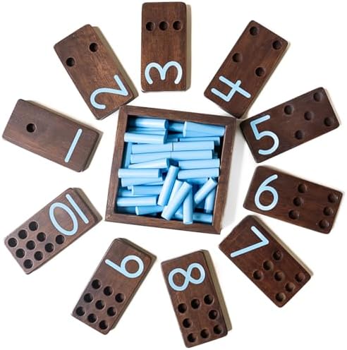 Counting Peg Board - Montessori Math and Numbers for Kids - Wooden Math Manipulatives Materials - Dark Walnut Stain - Image 5