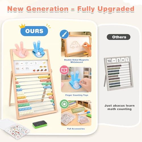 Joyreal Wooden Abacus for Kids Math 3-5 4 5-7, Double-Sided Whiteboard - Image 5