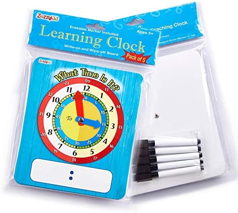 ZazzyKid Time Learning Analog Clock for Kids - Pack of 5 (7 x 8 Inches) with 5 Erasable Markers: Teach Children to Tell The Time - Image 6