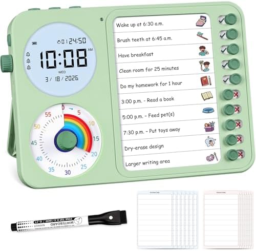3-in-1 Visual Timer & ADHD Tool for Kids with Chore Chart & Planning Board by Nikafly