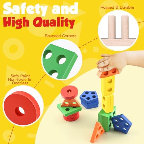 Montessori Toys for 2 3 Year Old Girls Boys, Wooden Sensory Toys for 2-3 Year Old Birthday Gifts, Education Toddler Puzzles Toddler Easter Basket Stuffers Learning Toy Activities Puzzles Ages 2-3 - Image 6