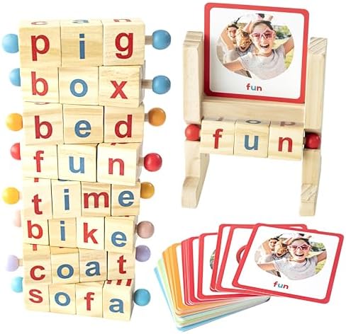 Montessori Wooden CVC Word Game | Real Photo Phonics Flash Cards Ages 3+ (CVC Word Game) by Unknown