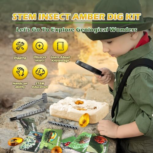 Woumserta Amber Dig Kits, Bugs Toys for Kids 5-7, 8 Insects Specimens Gifts - Image 6