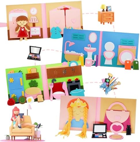 Montessori Busy Book, Pretend Play Felt Busy Board for Kids Age 2-4 - Image 2