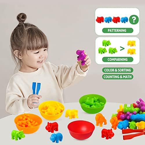 RAEQKS Counting Sorting Toys Matching Stacking Toys with Bowls Preschool Learning Activities Educational Sensory Game Montessori STEM Toy Daycare Sets Animals Gifts for Kids Boys Girls - Image 5