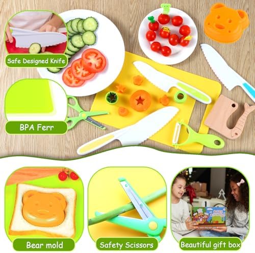 Kids Montessori Cooking Kitchen Toys and Toddler Knife Set - 30 Pcs Knifes for Real Cooking and Baking Accessories ,Toddlers Kitchen Tools Ages 3-10 Kids Birthday (30 PCS) - Image 3