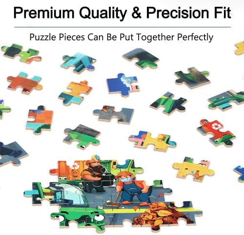 LELEMON Ocean Puzzles for Kids Ages 4-6,Recycling Garbage Truck 60 Piece Puzzles for Kids Ages 4-8,Children Jigsaw Puzzles in a Metal Box,Educational Learning Puzzle Toys for Girls and Boys - Image 5