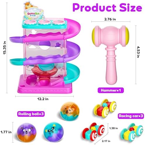 2-in-1 Ball Drop & Car Ramp Race Track Montessori Toy for Toddlers Ages 1-5 - Image 7