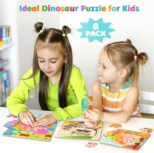 Zeoddler Wooden Puzzles for Toddlers, 8 Pack Animal Jigsaw Puzzles for Kids3-5, 9 Pieces Preschool Learning Activities, Learning & Educational Toys, Gift for Boys, Girls - Image 6