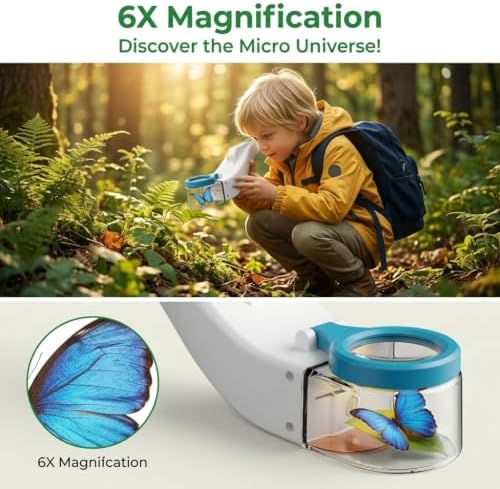 Baideluo Kids Bug Catcher with LED Light & 6X Magnifying Glass (White) - Image 6