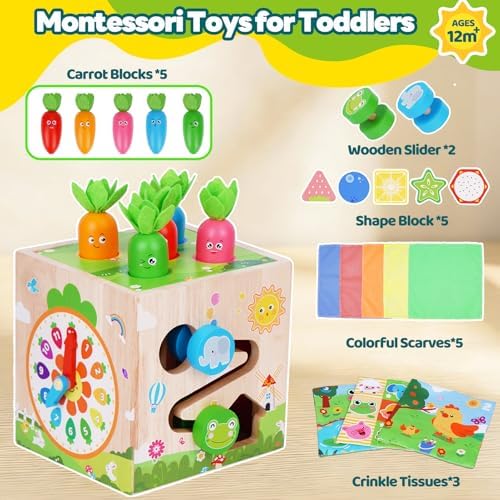 KMTJT Wooden Activity Cube - Montessori Toys for 1 2 3 Year Old Toddlers - Image 2
