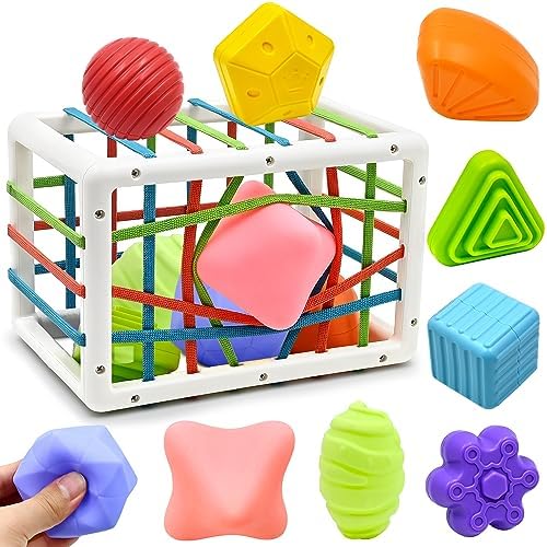 AiTuiTui Baby Sensory Montessori Activity Toys for 1 2 Year Old Boy Girl, Early Learning Develop Shape Sorter Cube with Soft Textured Balls for Infants Toddler Birthday or Easter Gifts by AiTuiTui