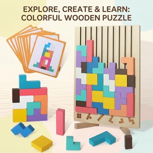 Wooden Stacking Puzzle Toy,Wooden Montessori Russian Blocks Puzzle -3D Stacking Toy for 3-6 Year,Educational Gifts for Boys and Girls. - Image 6