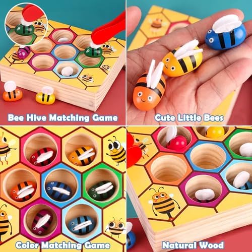 Montessori Toys for 3 Year Old, Toddler Fine Motor Skill Toy, Bee to Hive Matching Game, Color Sorting Matching Toy, Preschool Educational Learning Gift - Image 4