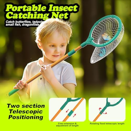 Camping Toys for Kids, Outdoor Observation Box Set, 10-Piece Nature Exploration Kit with Bug Container, Magnifier, Foldable Telescope, Bug Net, Safety Goggles, Ages 3-6 Birthday - Image 5