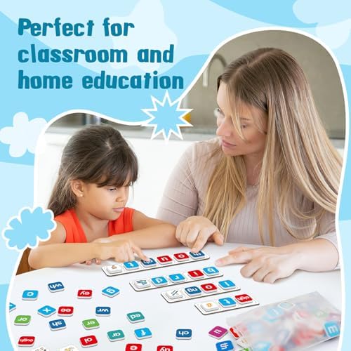 Magnetic Letter Tiles, Phonics Spelling Games Speech Therapy Phonemic Awareness Alphabet Fridge Magnets Learn to Read Science Reading Manipulative Elkonin Box Preschool Kindergarten Classroom - Image 6