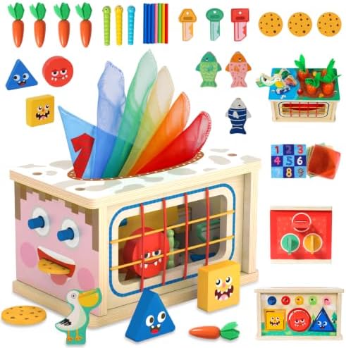 Ancaixin 8-in-1 Montessori Baby Tissue Box Toy for 12+Months, Activity Cube by Ancaixin