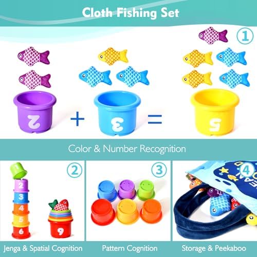 Montessori Toys for 1 Year Old Boy Girl Gifts, Cloth Fishing Game Toddler Toy 1-3, Sorting Learning Baby Toys 6-12-18 Months, Toddler Toys for Baby Easter Gifts - Image 6