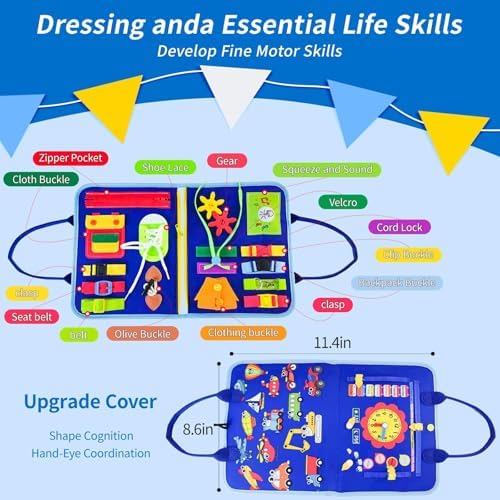 Toddler Busy Board, Montessori Sensory Travel Toy - Image 2