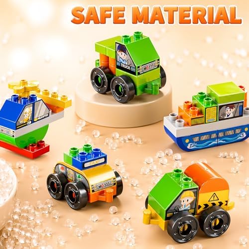 Toddlers Car Building Blocks Set, 16Pcs Different Vehicles, Build Your Own Toy Cars, STEM Learning Toy for Ages 3-5, Gifts Toys for 3 4 5 4 7 8 Year Old Boys Girls - Image 6