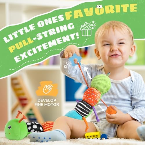 AWOTOY Baby Toys Sensory Music Caterpillar Stuffed Animal Infant Toys,Green - Image 3