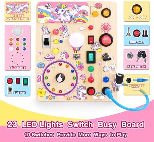 Grarain Busy Board for Toddlers - Montessori Educational Toy for 1-3 Year Old Boys & Girls | Travel-Friendly Sensory Learning Activity | Ideal for Kids with Autism(Unicorn Busy Board) - Image 5