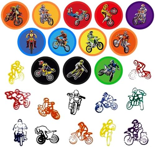 Cinrobiye 24 Pcs Dirt Bike Stampers Party Favor Set, Cute Motocross Stamps for Kids Birthday Party, Classroom Rewards, Sports Prizes, Goody Bag Fillers, Racing Adventure Party Supplies - Image 2