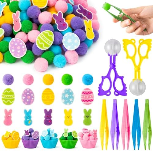 EZdhuawuse Summer Sensory Bin Fillers Toys for Kids - 268 Summer Egg Bunny Fine Motor Toys Birthday Gift, Counting Sorting Toys with Felt Egg Rabbit Pom Pom Cup Clips, Preschool Learning Activitie by EZdhuawuse