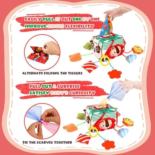 YOGINGO Montessori Toys for 1 Year Old - Tissue Box Baby Toys, Soft Stuffed High Contrast Crinkle Infant Sensory Toys, Boys&Girls Kids Early Learning Gifts - Image 3