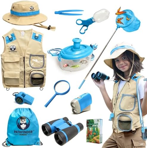 Kids Explorer Kit with Safari Vest & Hat for 3-7 Year Old Boys & Girls by PathfinderPandas