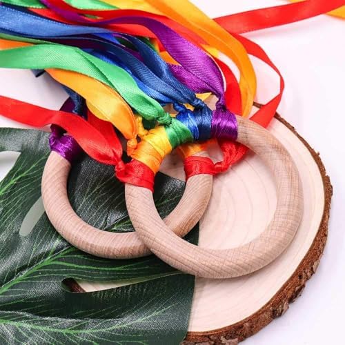 TANOFAR Montessori Toy | Hand Kite | Sensory Ribbon Toy | Waldorf Toy | Wooden Toys | Rainbow Hand Kite - Image 2