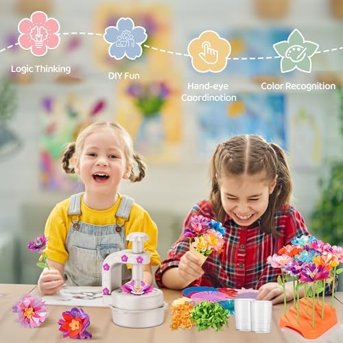 Fabric Flower Bouquets Toys,DIY Craft Kits for Kids,Arts and Crafts Toy for 3+ Year Old Girls,Flowers Market Toy,Build Your Flower Bouquet,Educational Preschool Learning Toys for Birthday,Christmas - Image 4