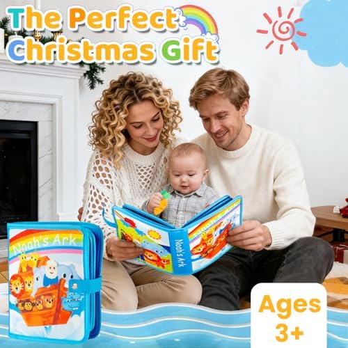 DEGIDEGI Montessori Busy Book for Toddlers, Educational Sensory Activity Book with Life Skills Training, Quiet Travel Toy for Car and Airplane, Christmas Birthday Gift (Light Blue) - Image 3