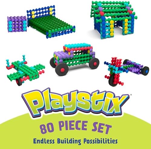 POPULAR PLAYTHINGS Playstix, Starter Set 80 Piece, Building Sticks Kit - Image 3
