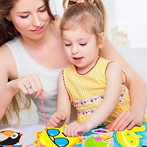 Omlisca Summer Lacing Cards Sewing Kits for Kids 12 Pack Beach Theme Pool Party Decoration Double Sided Cardboard Lacing Playing Games for Boys Girls Preschool Home De - Image 3