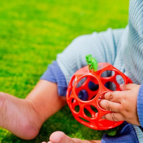 Bright Starts Oball Easy Grasp Red Apple Teether Toy, Hold My Own Collection, BPA Free, Unisex, Newborn and Up - Image 2