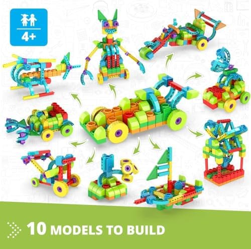 Engino QBOIDZ Racing Car, Building Blocks Ages 4+, STEM Kit for Boys & Girls, Building Toys, Preschool Educational Set, Kindergarten Toys Combining Fun with Learning (10 Models) - Image 2