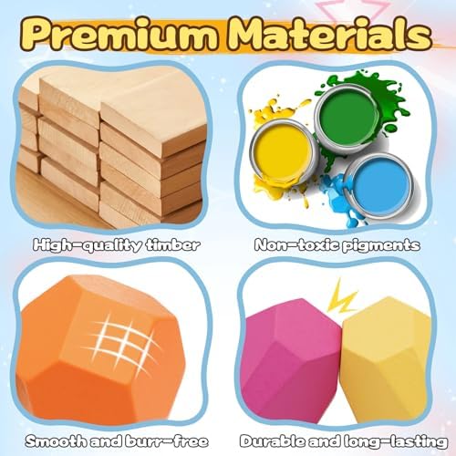 MEGRANATE 58PCS Montessori Wooden Stacking Rocks Toys Colorful Stacking Stones Building Blocks Games Sensory Toy for Kids Educational Learning Toys for 3+ Years Old Kids - Image 4