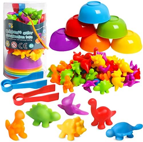 Counting Dinosaur Toys Matching Games with Sorting Bowls Sorting Toy for Toddlers Preschool Learning Activities for Math Color Sensory Montessori Fine Motor Skills for 3 4 5 Years Old Boys Girls by SHAPGEI