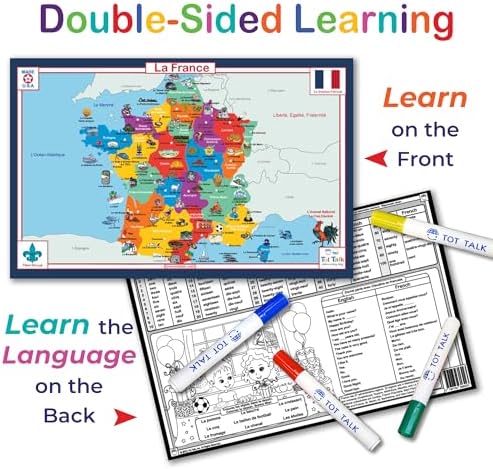 Tot Talk France Map Educational Placemat for Kids | Learn France Geography - Image 4