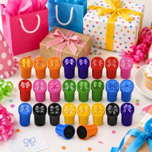 Cinrobiye 24 Pcs Bow Stampers Party Favors for Kids, Cute Pre-Inked Bow Stamps for Birthday Party, Goodie Bag Stuffers, Classroom Rewards, Carnival Prizes, Pinata Fillers, Kids Toys, Party Gifts - Image 7