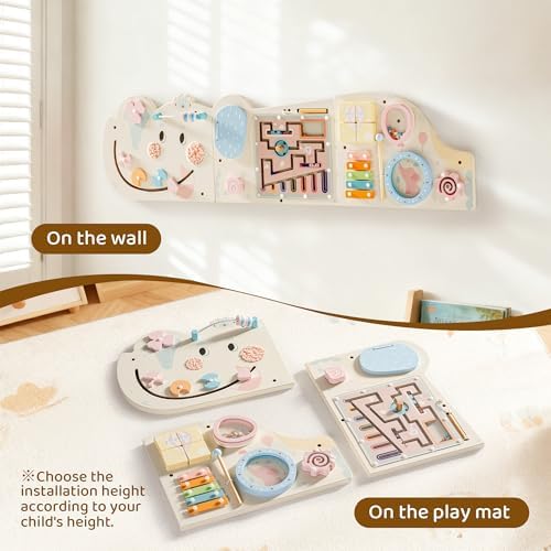 ROBUD Elephant Montessori Busy Board, Activity Wall Busy Board, Beige - Image 3