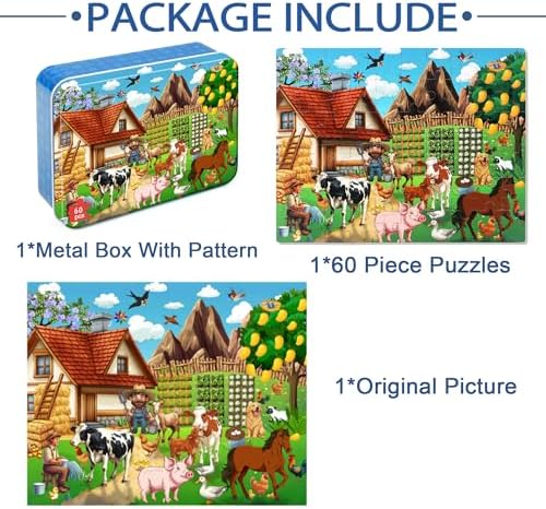 LELEMON Puzzles for Kids Ages 4-6,60 Piece Puzzles for Kids in a Metal Box - Image 7