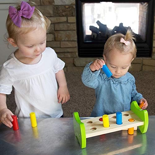 Fat Brain Toys Pound & Tap Hammer Bench - Wooden Fine Motor Skill Toy for Toddlers - Image 3