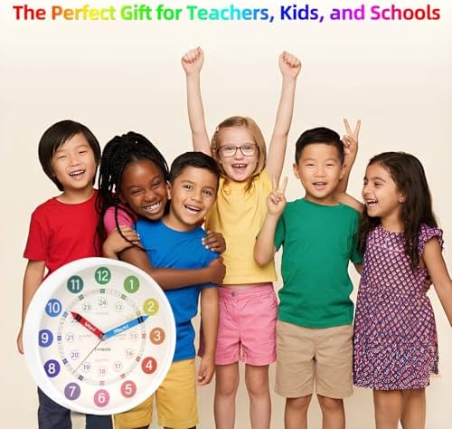TIMESS 10-Inch Learning to Tell Time Wall Clock, Silent Non-Ticking - Image 7
