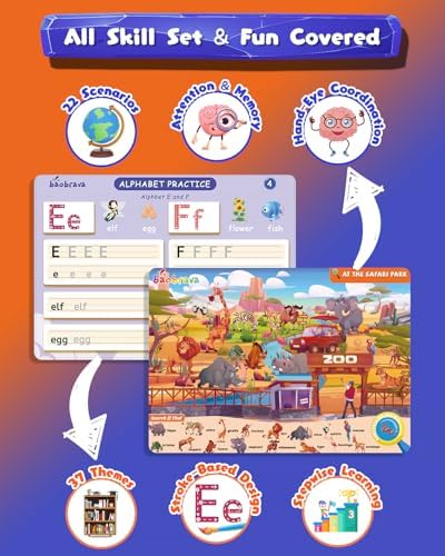 Baobrava Search and Find Book and Handwriting Practice Books Set - Image 3