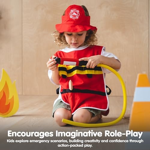 PlanToys® Firefighter Play Set with Pretend Rescue Kit, Helmet & Jacket - Image 6